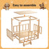 2-in-1 Dog Kennel Furniture Wooden Indoor Pet Crate with Cushion Grey