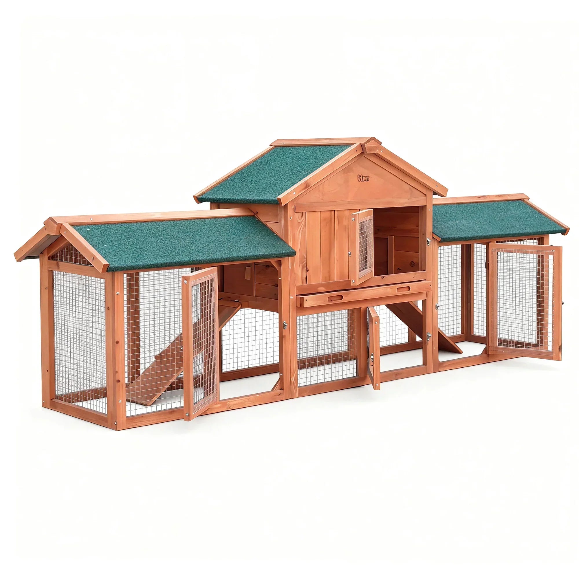 Large Wooden Pet Hutch Rabbit Cage with Run & Slide-Out Tray