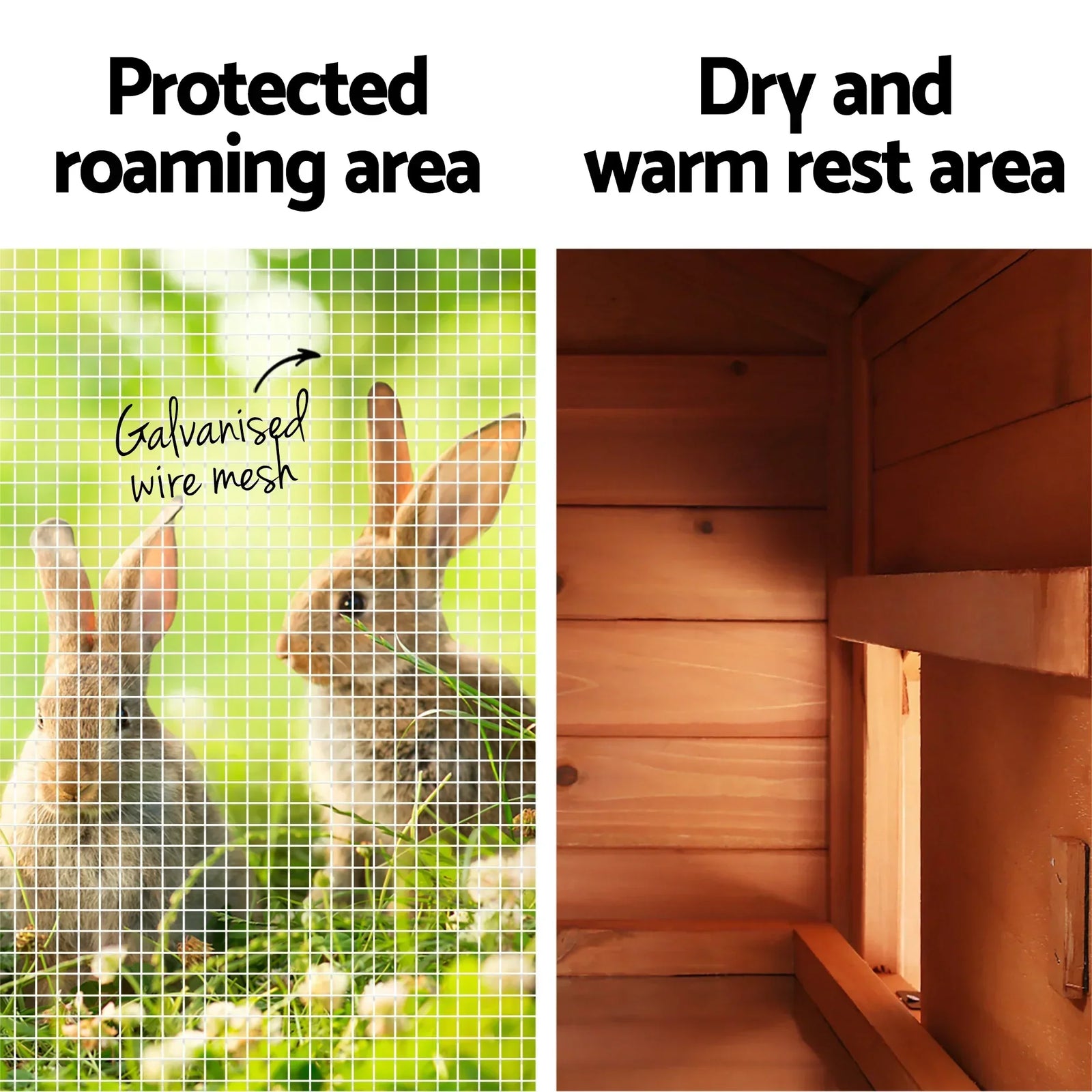 Large Wooden Pet Hutch Rabbit Cage with Run & Slide-Out Tray