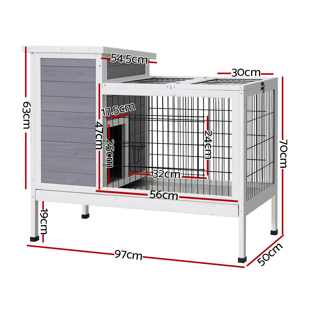 i.Pet Rabbit Hutch Chicken Coop 97cm x 49cm x 86cm Chicken Coop Large Run Wooden Outdoor Cage House