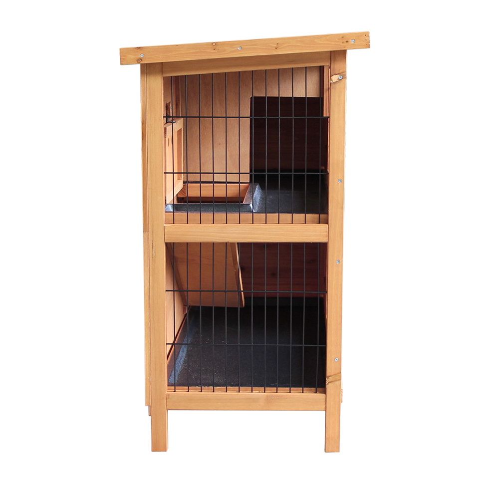 Outdoor Wooden Pet Hutch Double Tier Rabbit Cage Guinea Pig House