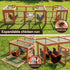 Chicken Coop Wooden Pet Run Rabbit Hutch Large Outdoor Cage with Play Area Brown