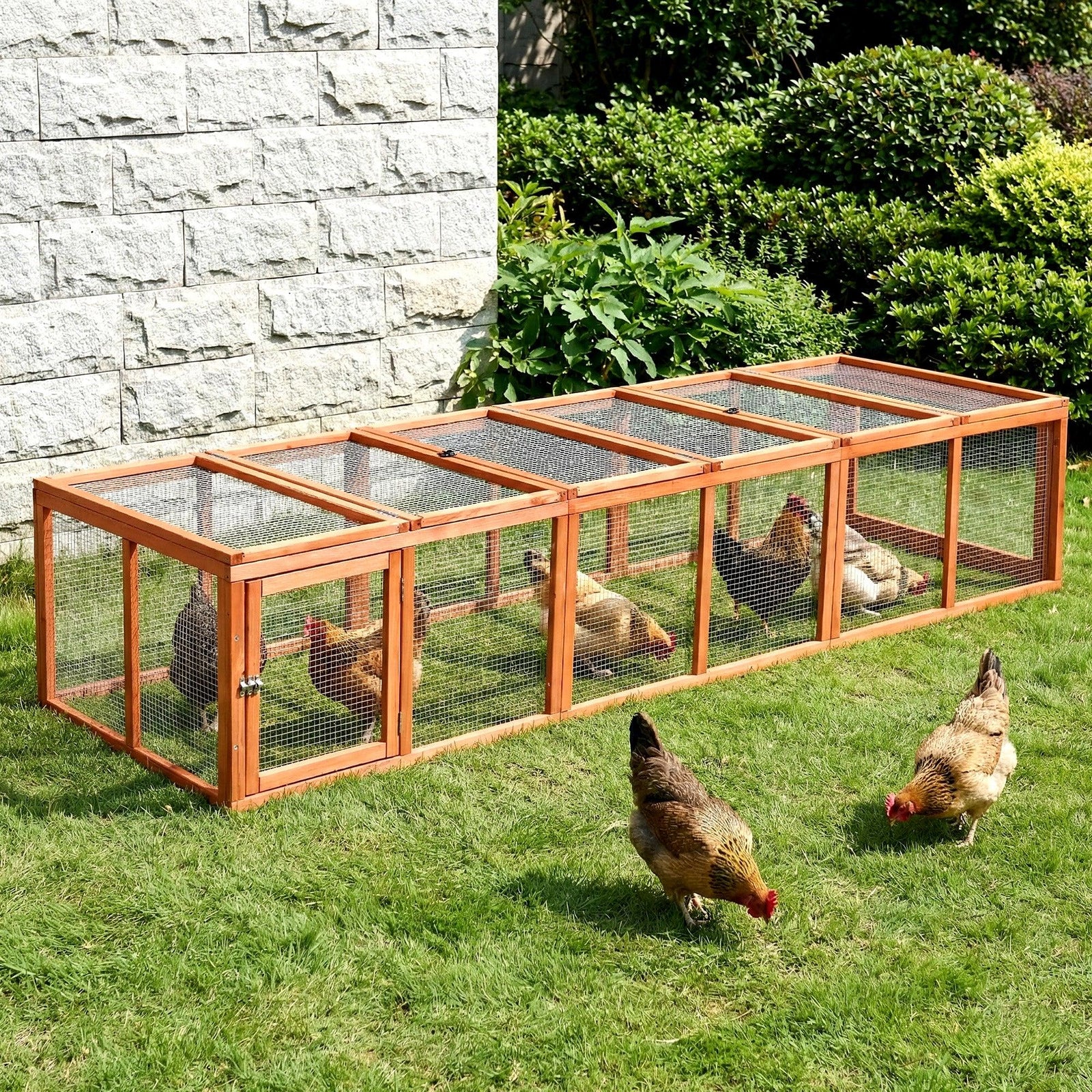 Chicken Coop Wooden Pet Run Rabbit Hutch Large Outdoor Cage with Play Area Brown
