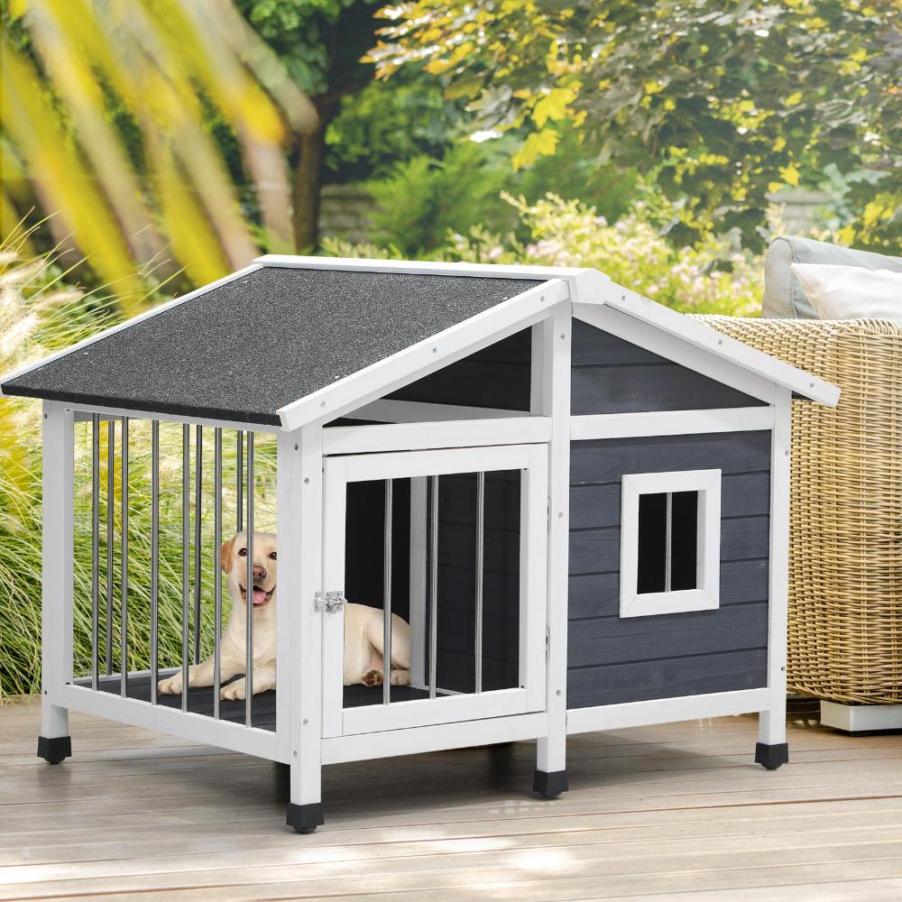 Wooden Pet Dog Kennel Awning Cabin