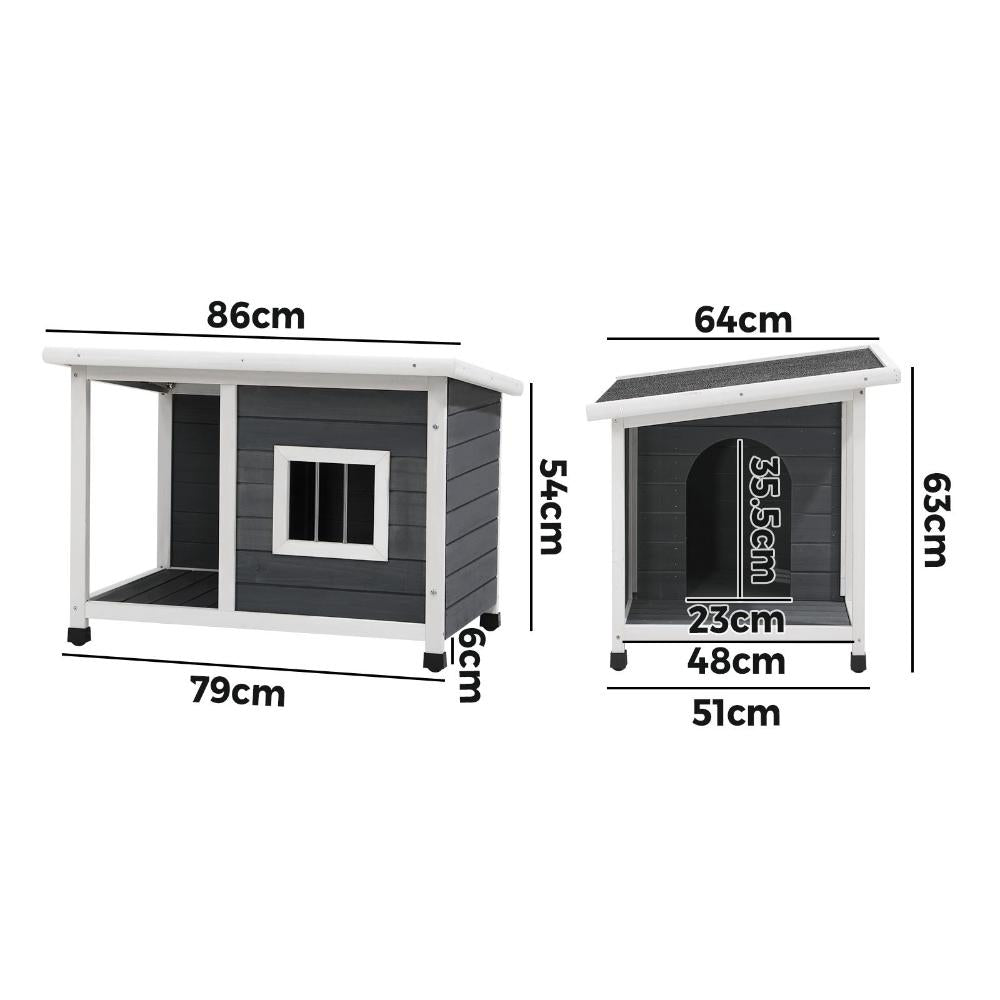 Dog Kennel House Wooden Grey and White