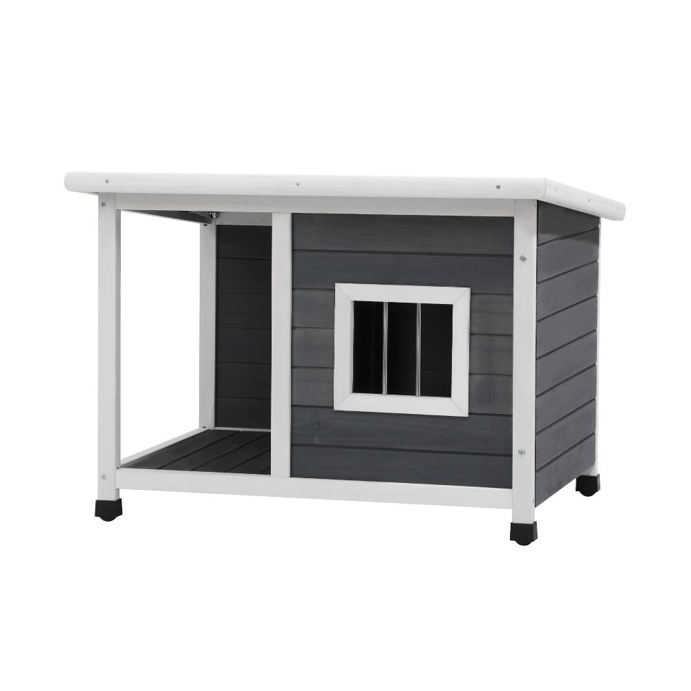 Dog Kennel House Wooden Grey and White