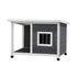 Dog Kennel House Wooden Grey and White