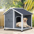 Dog Kennel House Wooden Awning Grey&White