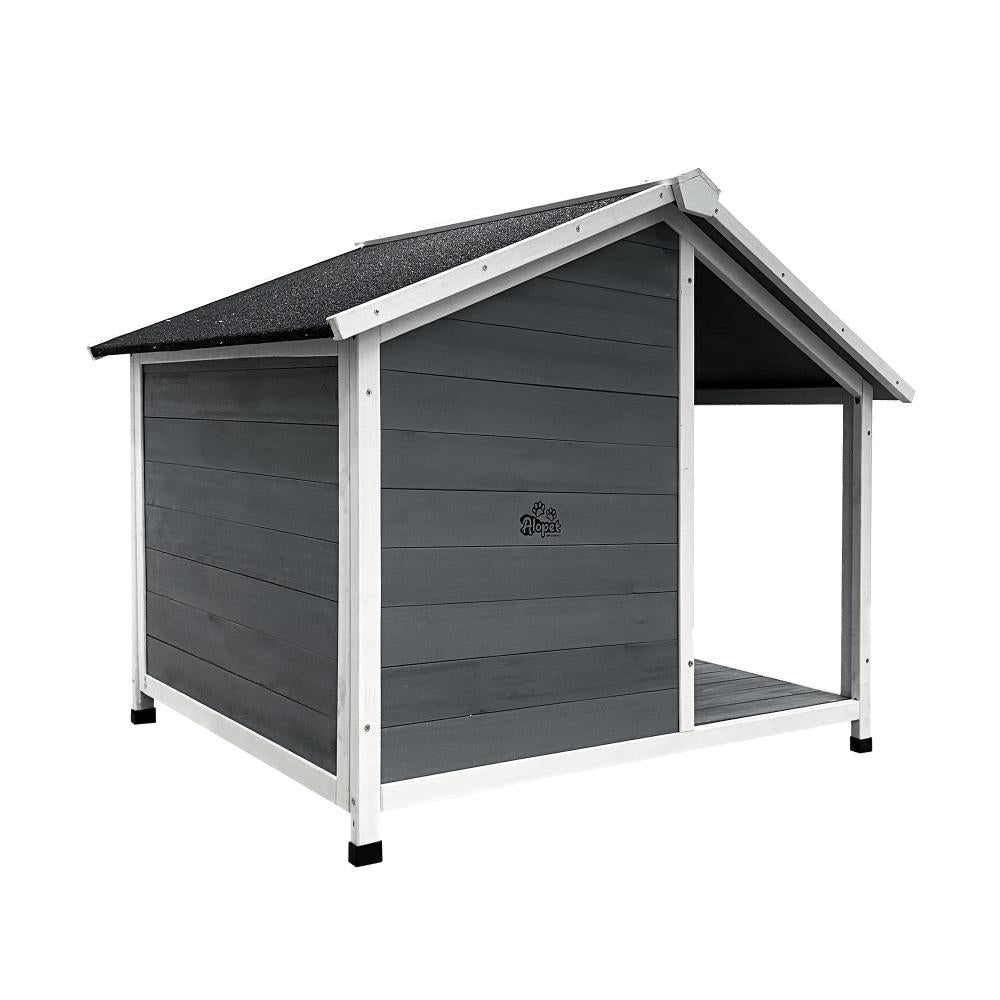 Dog Kennel House Wooden Awning Grey&White