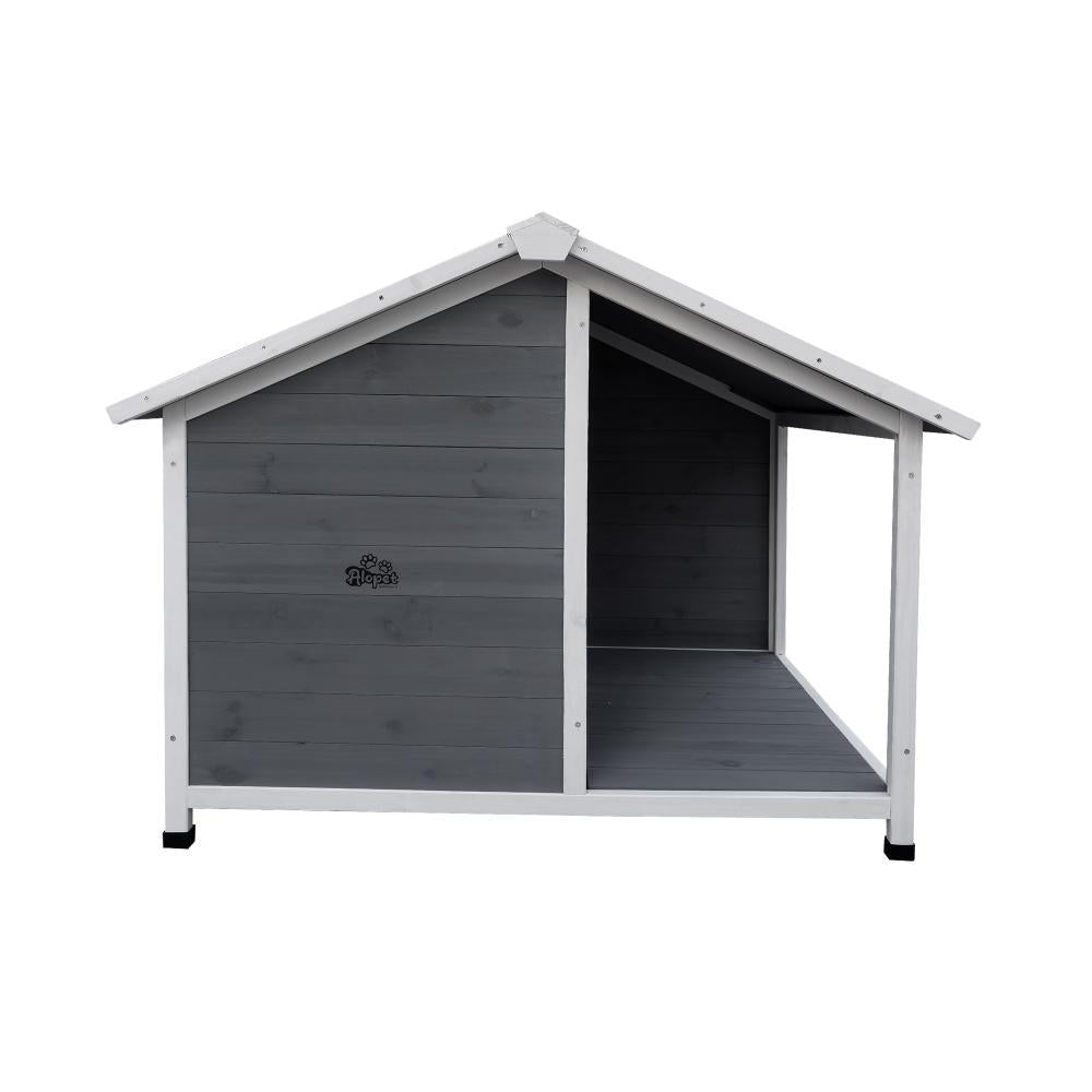 Dog Kennel House Wooden Awning Grey&White