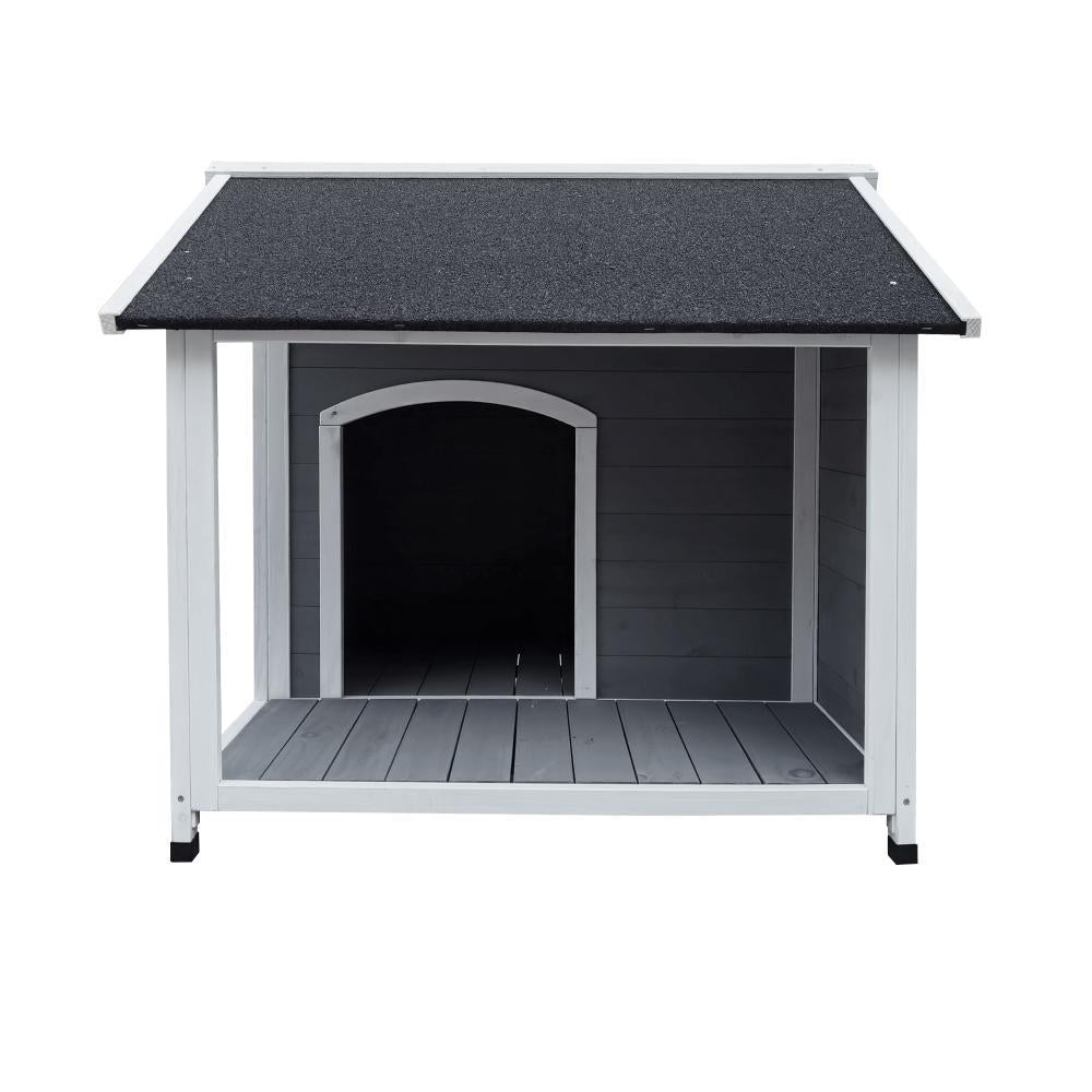 Dog Kennel House Wooden Awning Grey&White