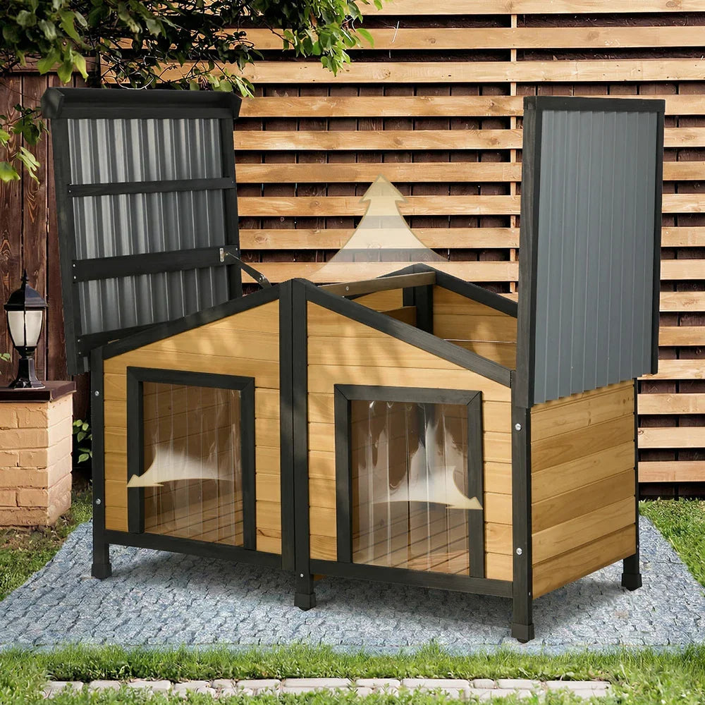 Dog Kennel Outdoor Indoor Pet House Wooden Puppy Cabin Kennels