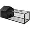 Large Metal Rabbit Hutch with Run – Outdoor Pet Cage 162×60×71cm Black
