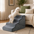 Alopet 4‑Step Foam Pet Ramp – Grey, 2‑in‑1 Stairs, Washable Cover