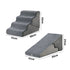 Alopet 4‑Step Foam Pet Ramp – Grey, 2‑in‑1 Stairs, Washable Cover