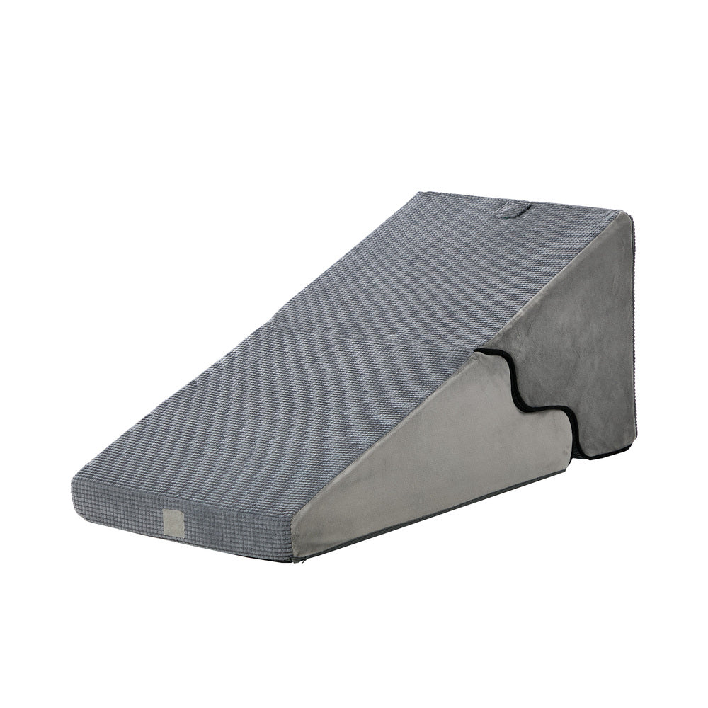 Alopet 4‑Step Foam Pet Ramp – Grey, 2‑in‑1 Stairs, Washable Cover