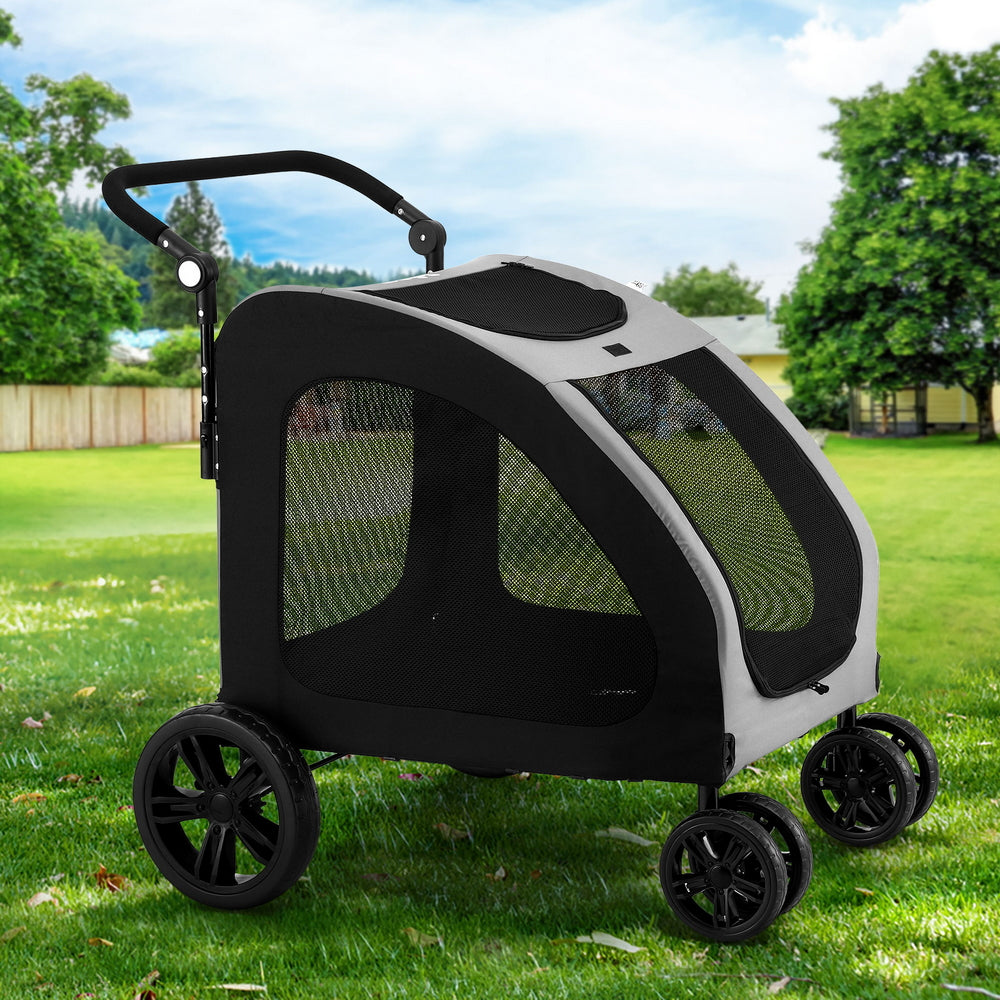 Pet Stroller Dog Pram Large Carrier Cat Travel Foldable Strollers 4 Wheels Trolley