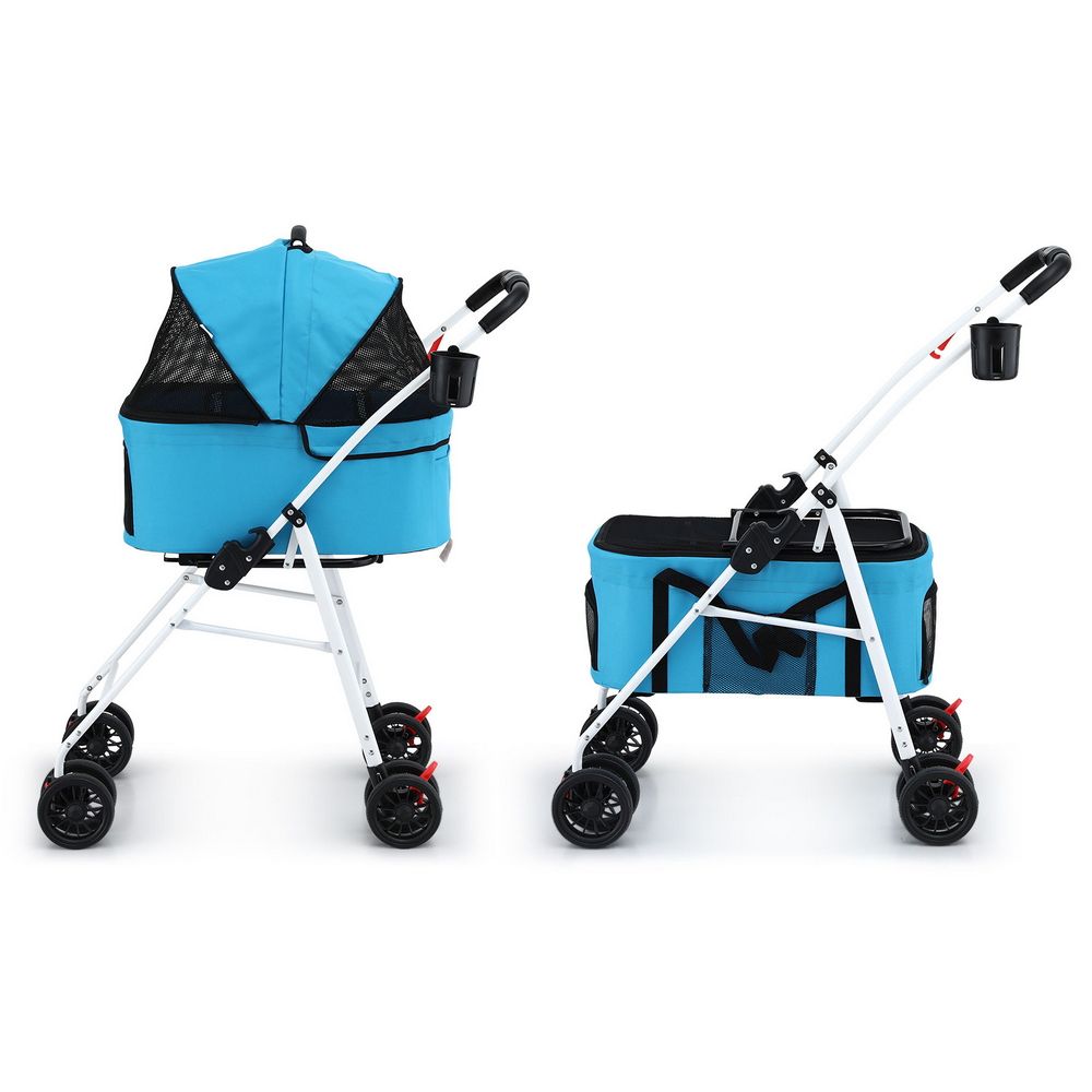 Pet Stroller Dog Pram Large Cat Carrier Travel Pushchair Foldable 4 Wheels