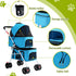 Pet Stroller Dog Pram Large Cat Carrier Travel Pushchair Foldable 4 Wheels