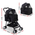 Pet Stroller Dog Pram Cat Carrier Travel Large Pushchair Foldable 4 Wheels Black