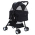 Pet Stroller Dog Pram Cat Carrier Travel Large Pushchair Foldable 4 Wheels Black