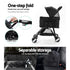 Pet Stroller Dog Pram Cat Carrier Travel Large Pushchair Foldable 4 Wheels Black