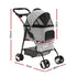3-in-1 Pet Stroller Dog Cat Pram Carrier Car Seat Foldable Grey 25kg