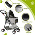 3-in-1 Pet Stroller Dog Cat Pram Carrier Car Seat Foldable Grey 25kg