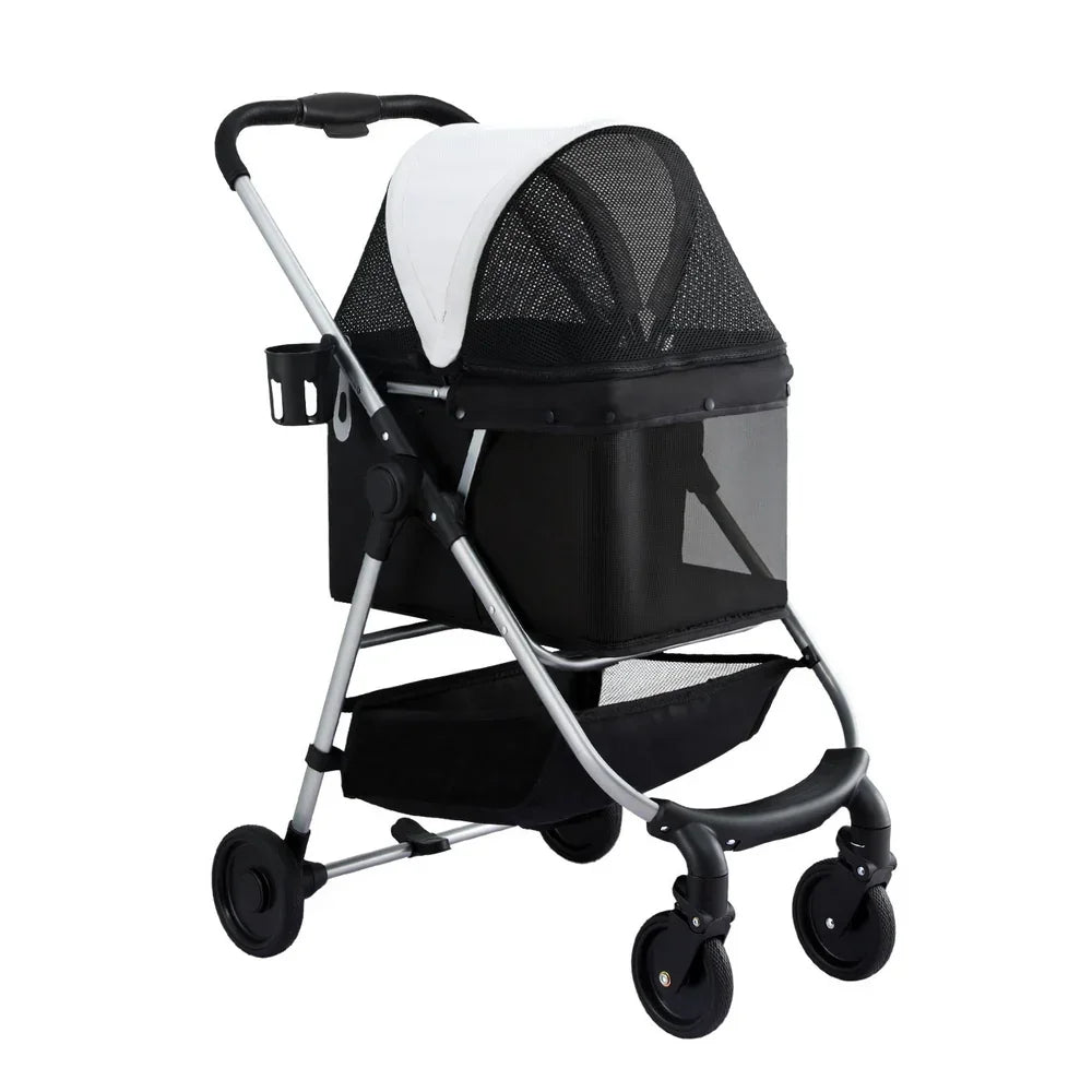 Pet Stroller Pram Dog Cat Carrier Cage Large Travel Pushchair Foldable 4 Wheels