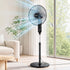 16-Inch Pedestal Fan with Remote Control, 3 Speeds, 8H Timer, Black