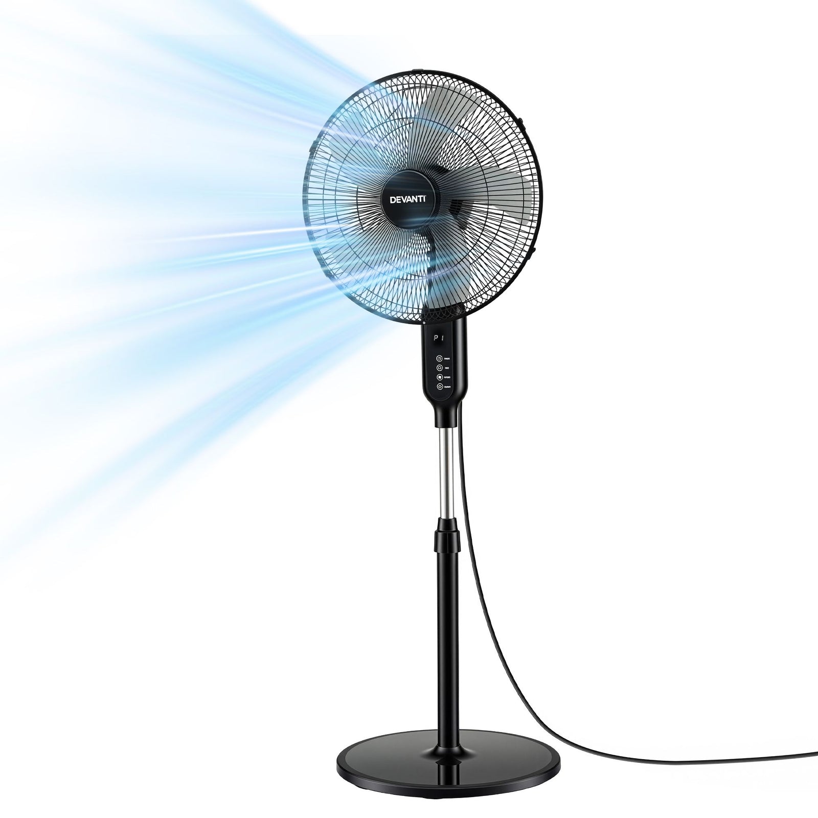 16-Inch Pedestal Fan with Remote Control, 3 Speeds, 8H Timer, Black