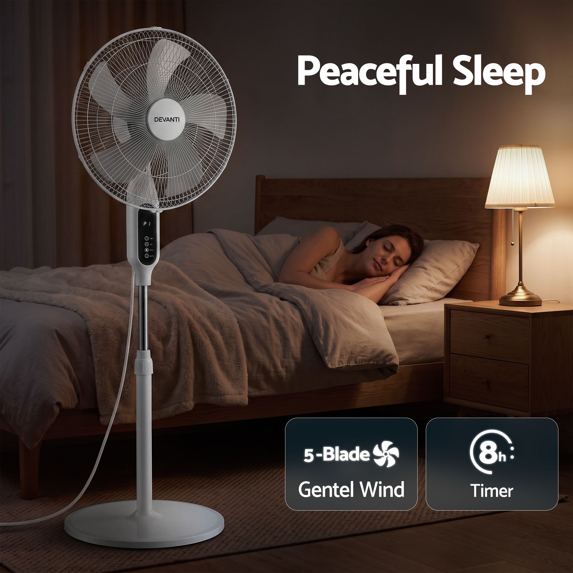 16-Inch Pedestal Fan with Remote Control, 3 Speeds, 8H Timer, White