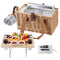 Alfresco 4 Person Picnic Basket Set with Table Blanket Cooler Wooden Insulated