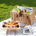 4 Person Picnic Basket Set with Table Blanket Cooler Wooden Insulated