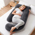 Giselle Bedding Pregnancy Pillow G-Shaped Full Body Pillow for Back and Belly Support Maternity Pillow with Removable Cover, Dark Grey 135x70 cm