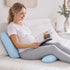 Memory Foam Pregnancy Pillow Adjustable with Concave Curve Design, Support for Back, Belly, and Hips, Blue