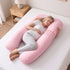 Giselle Bedding Pregnancy Pillow U Shaped Full Body Pillow with 100% Cotton Jersey Cover Maternity Pillow for Sleeping Reading, Pink, 73x133cm