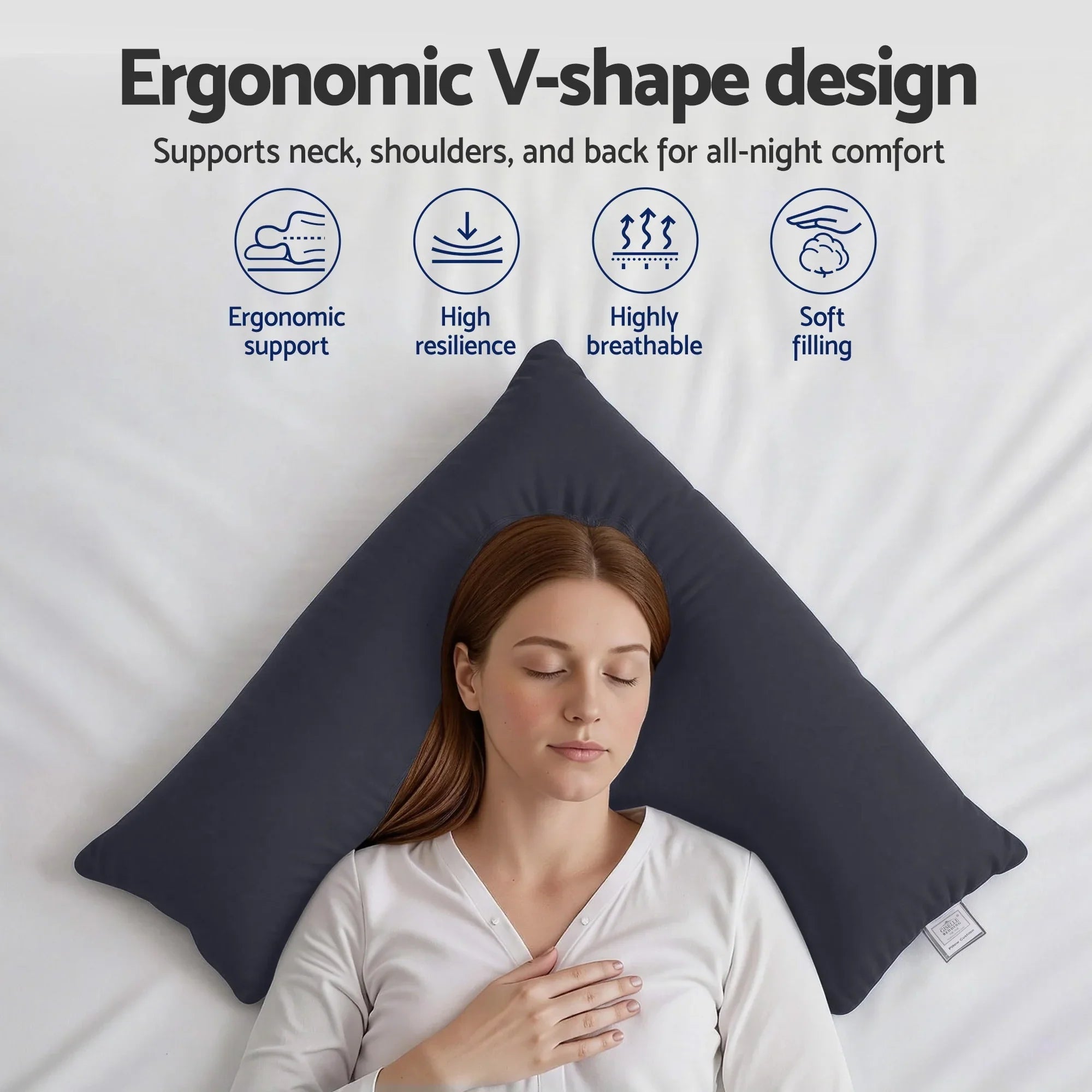 V‑Shape Pillow – Boomerang Nursing & Body Support Cushion, Grey