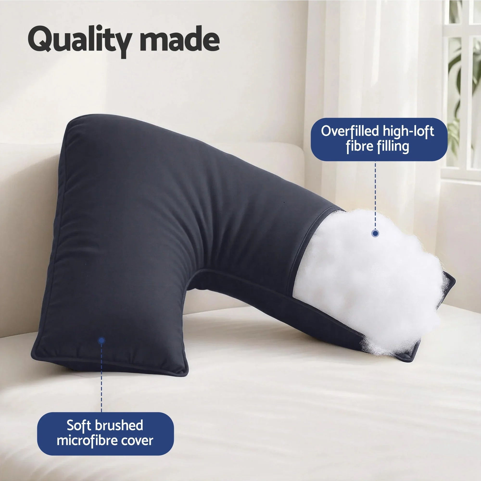 V‑Shape Pillow – Boomerang Nursing & Body Support Cushion, Grey