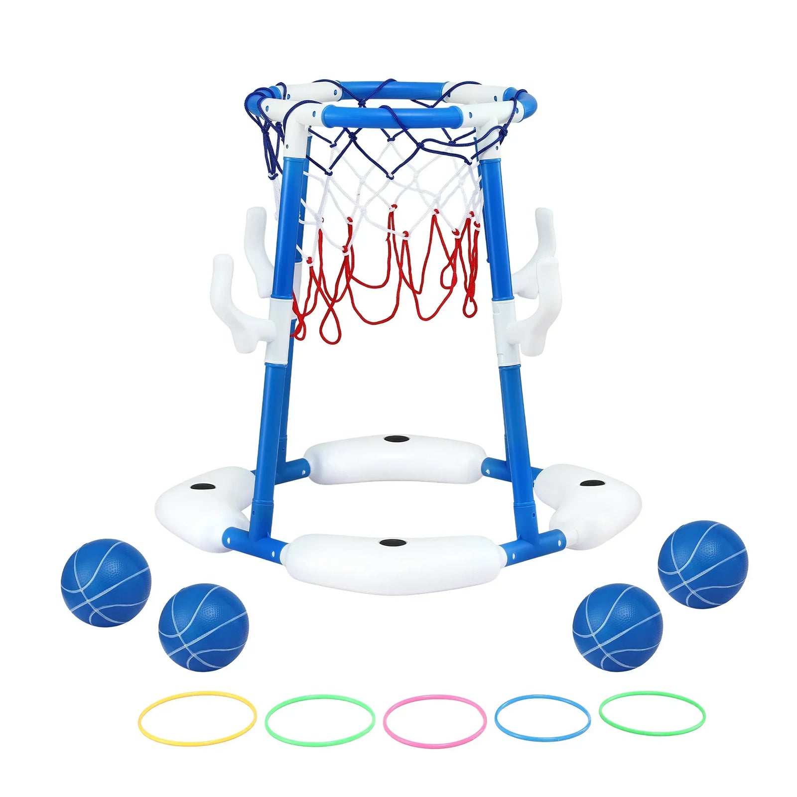Kids Basketball Hoop with 4 balls Ring Toss Sports Pool Toys Blue