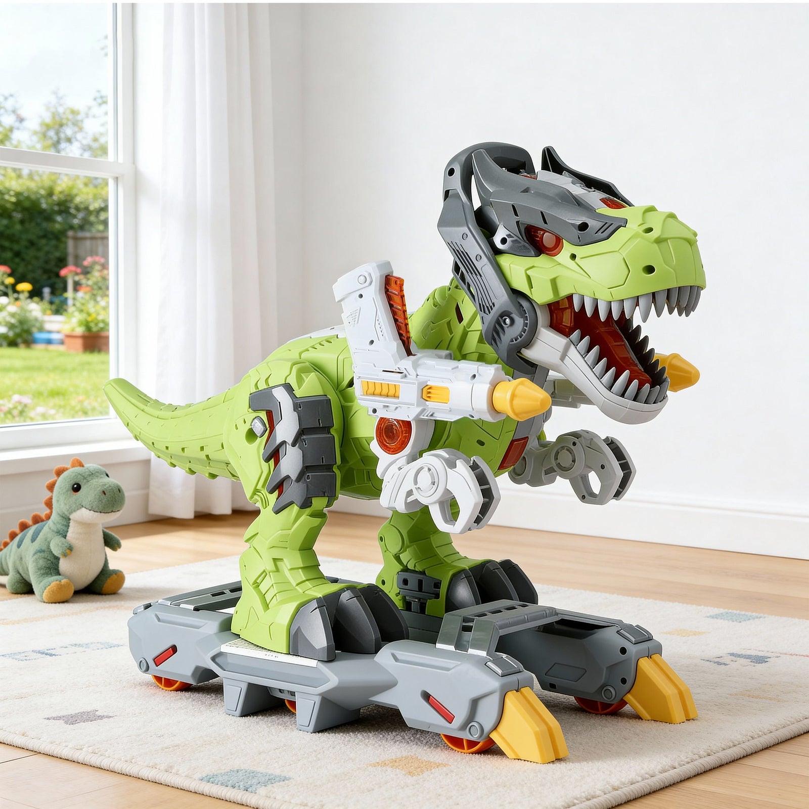 Kids Dinosaur Ride On Push Car Toy with Spray Function Indoor Outdoor Toys