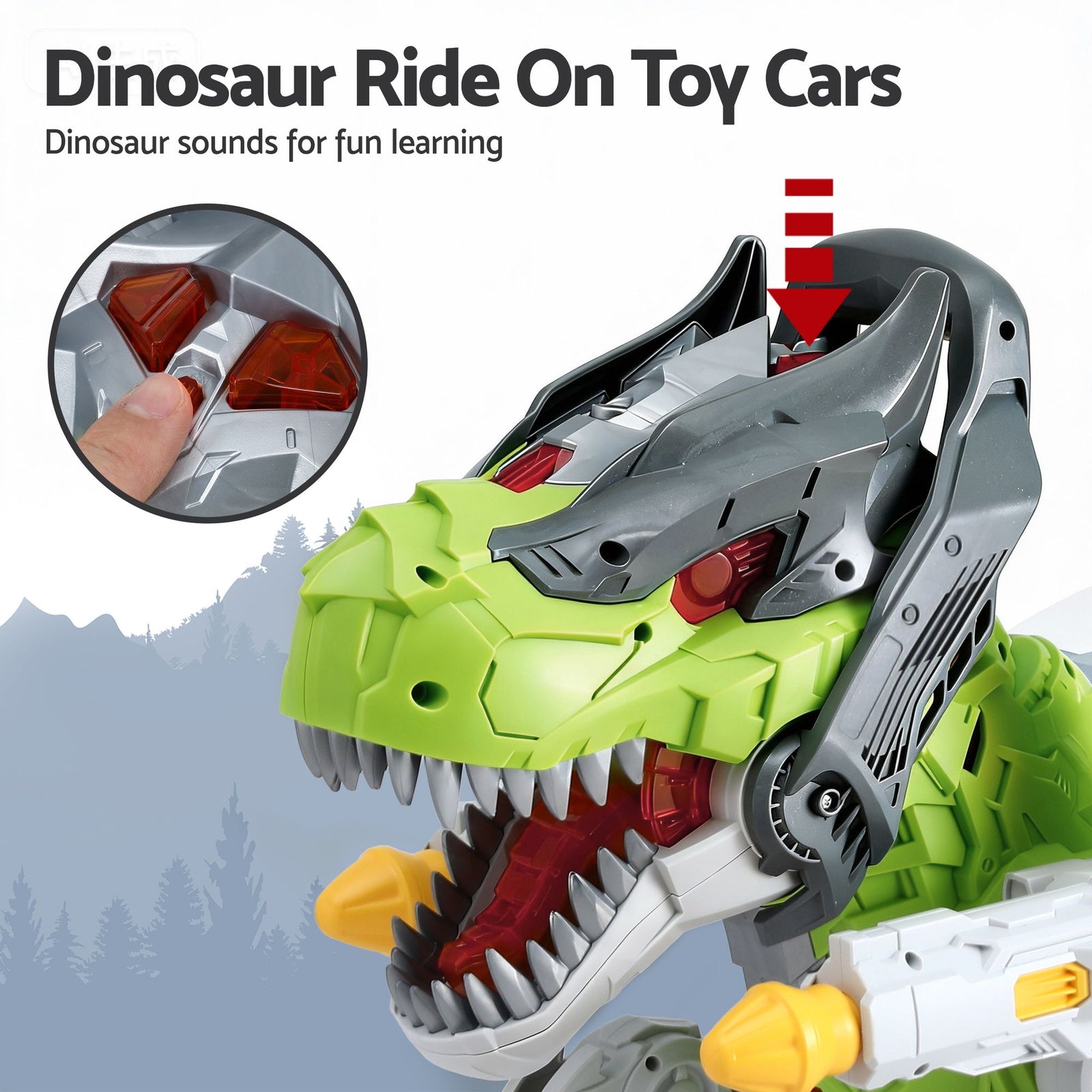 Kids Dinosaur Ride On Push Car Toy with Spray Function Indoor Outdoor Toys