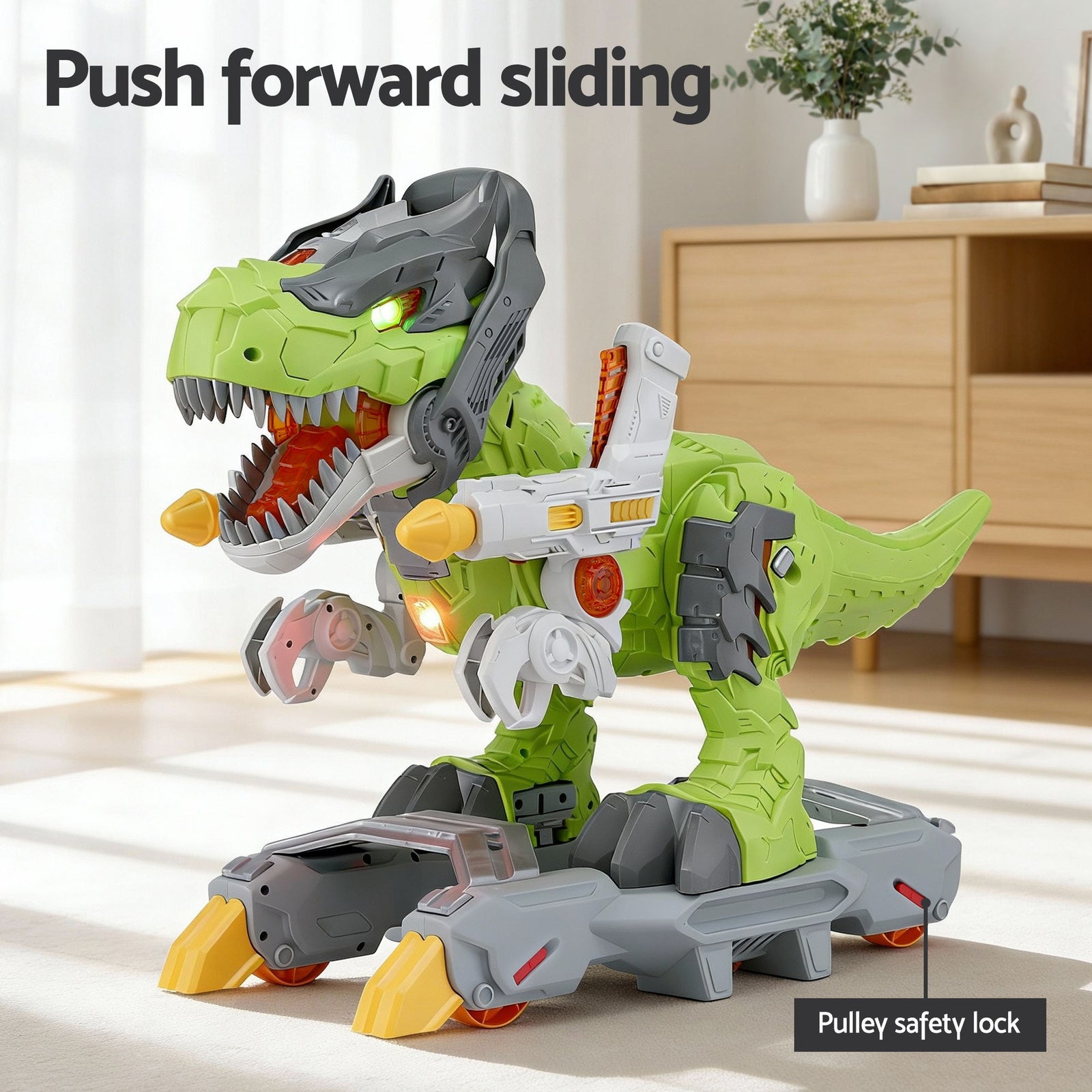 Kids Dinosaur Ride On Push Car Toy with Spray Function Indoor Outdoor Toys