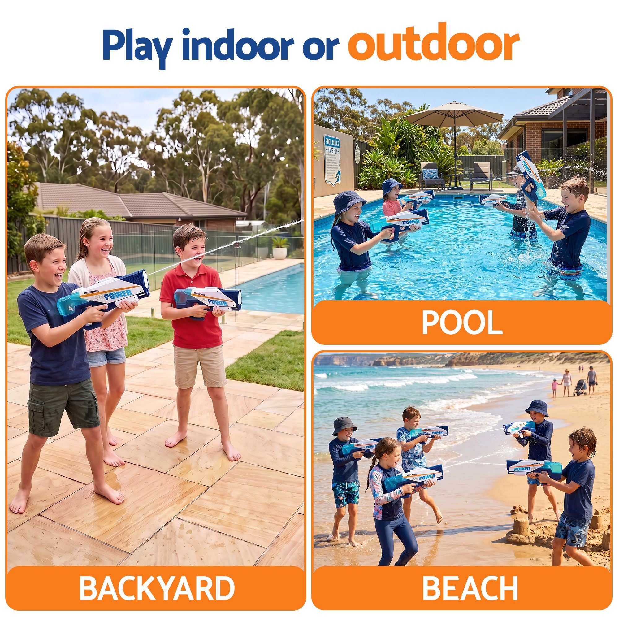 Kids Water Gun 600cc Water Blaster Toy for Pool Beach Play Blue