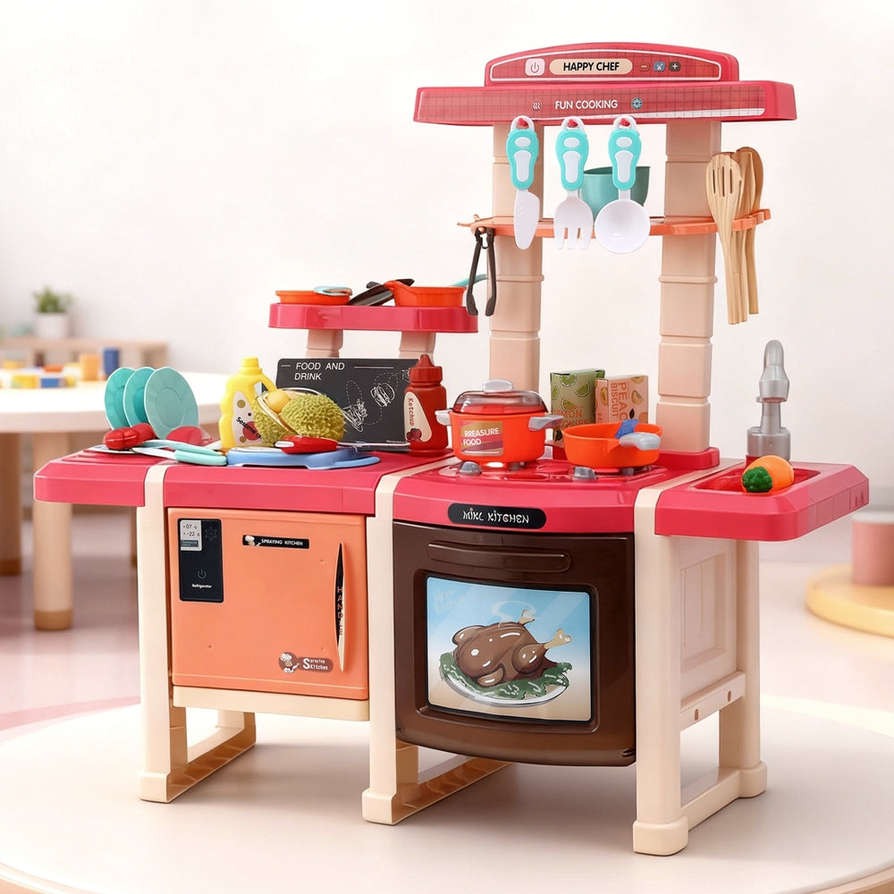 Kids Kitchen Pretend Play Set Cooking Sound Steam Light Function