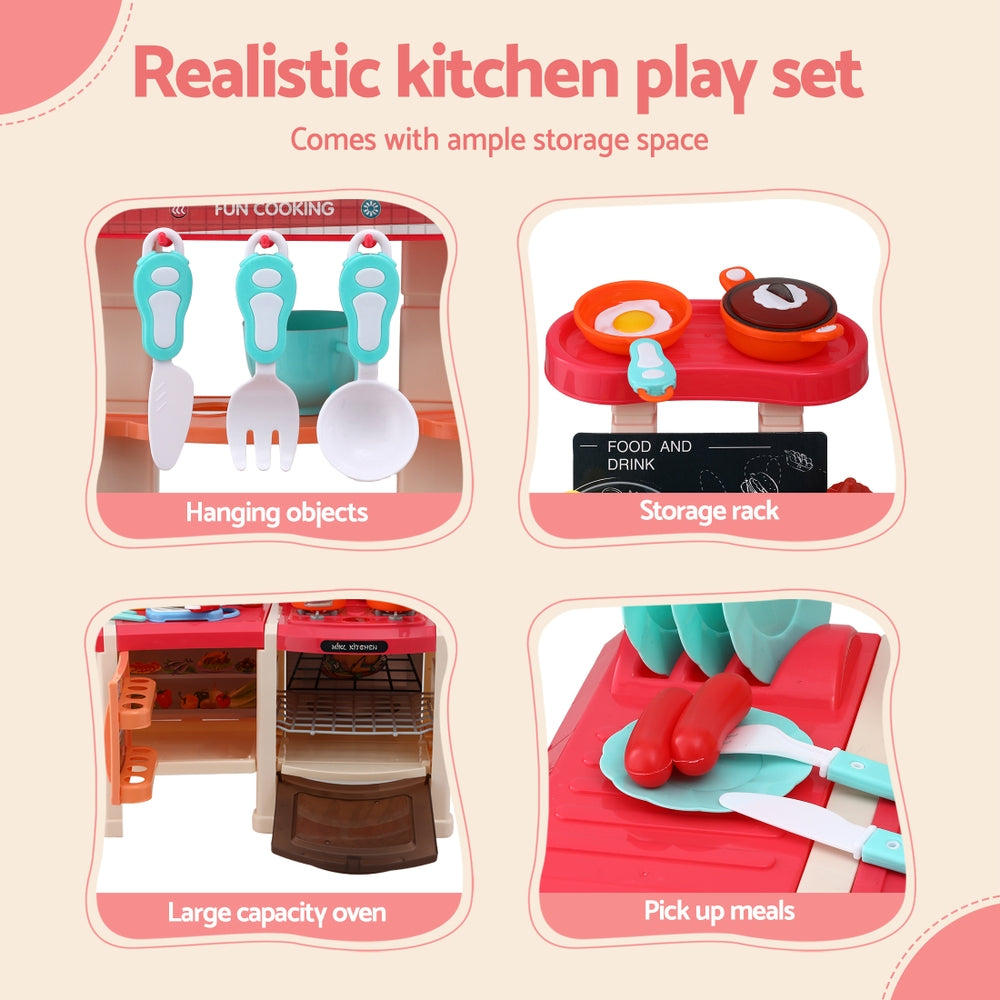 Kids Kitchen Pretend Play Set Cooking Sound Steam Light Function