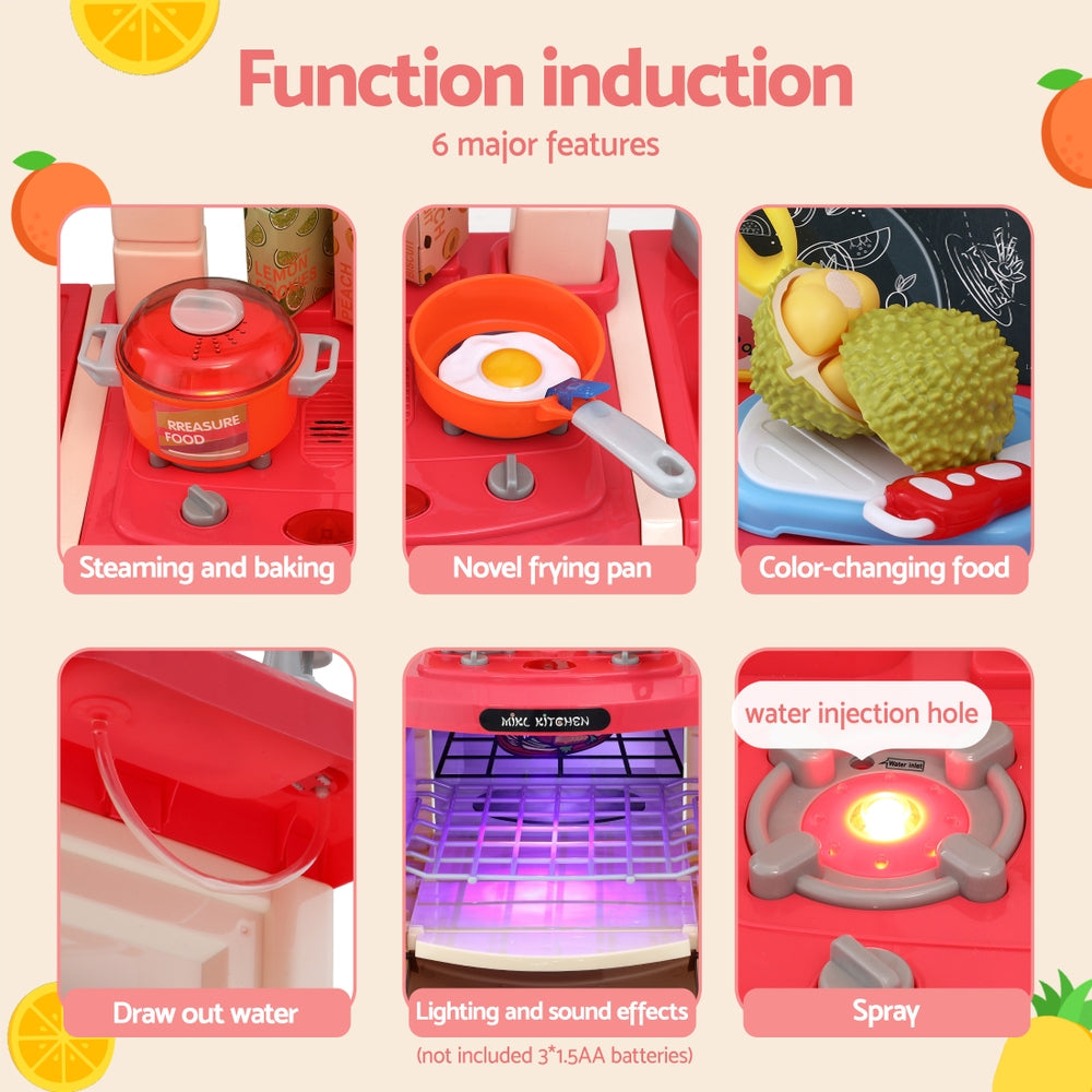 Kids Kitchen Pretend Play Set Cooking Sound Steam Light Function