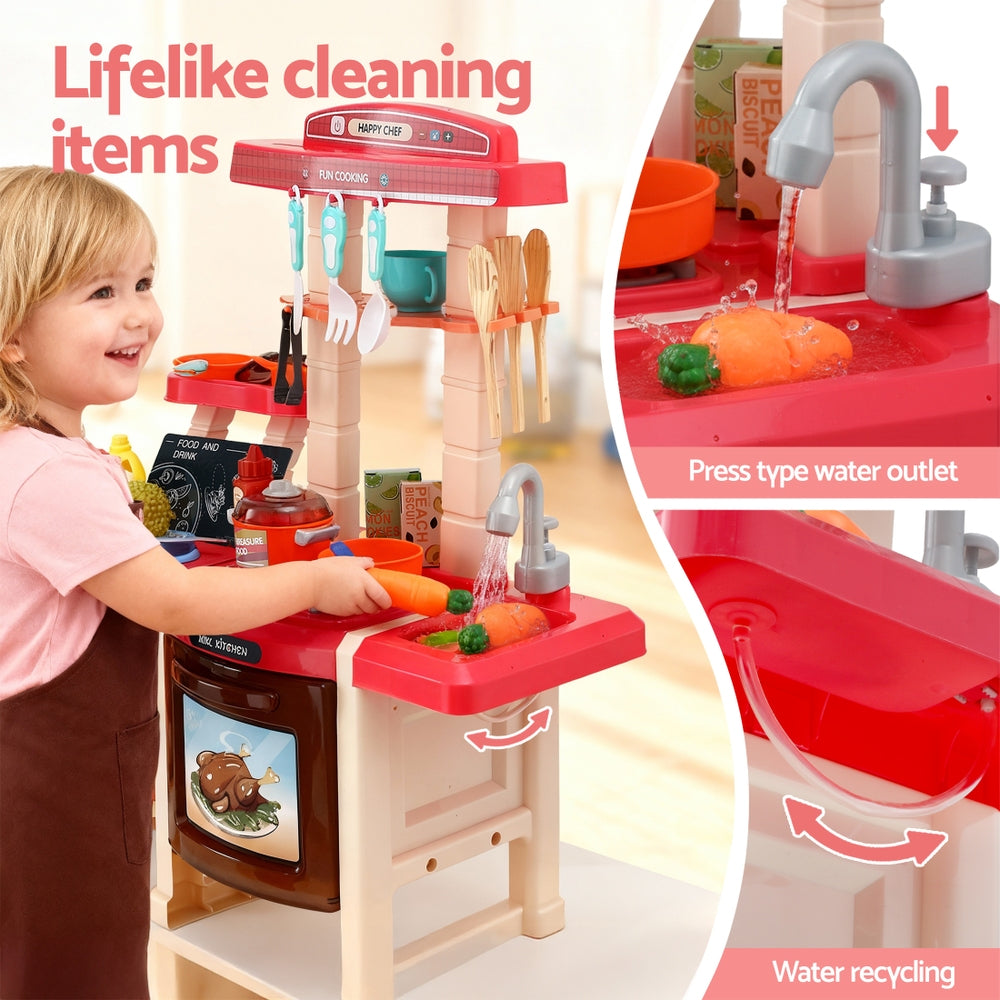 Kids Kitchen Pretend Play Set Cooking Sound Steam Light Function