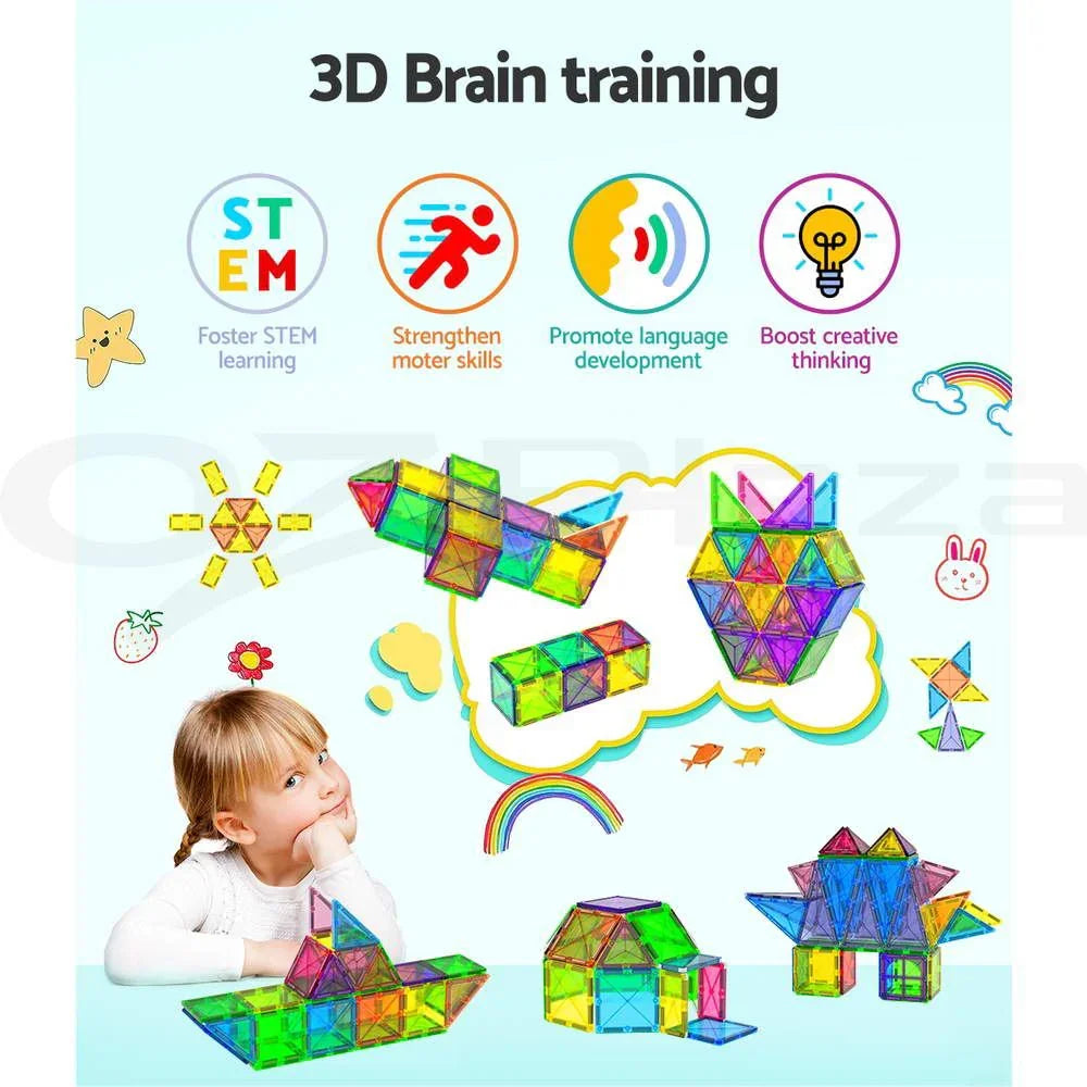 60pcs Kids Magnetic Tiles Blocks Building Educational Toys Children Gift