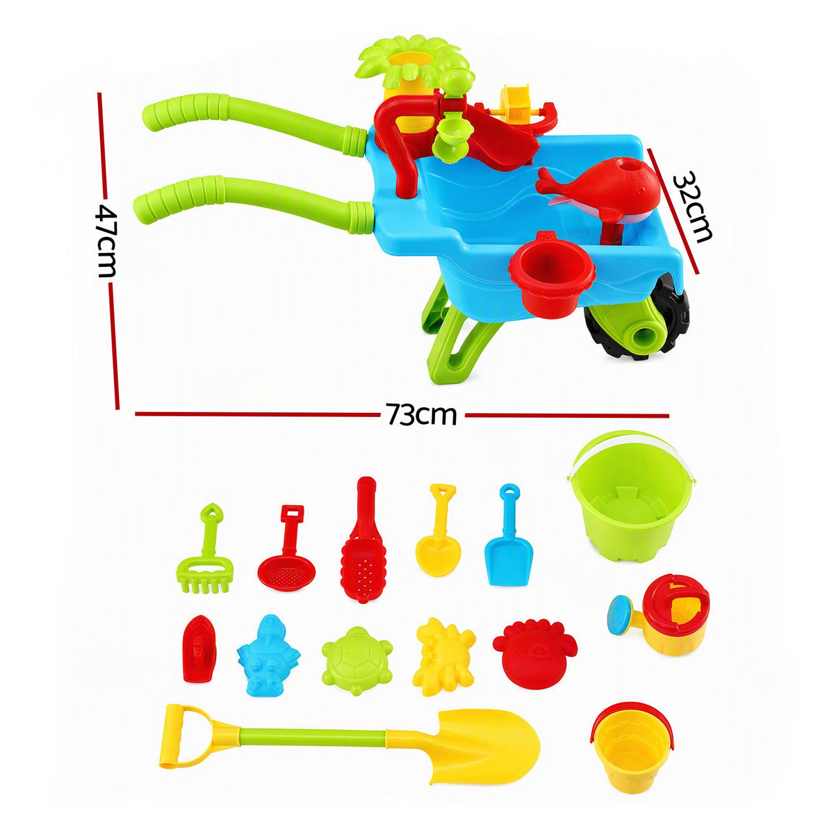 Kids Sandpit Beach Toys Set Wheelbarrow Shovels Animal Molds Sand Play